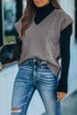 V-Neck Twist Knitted Vest Sweater